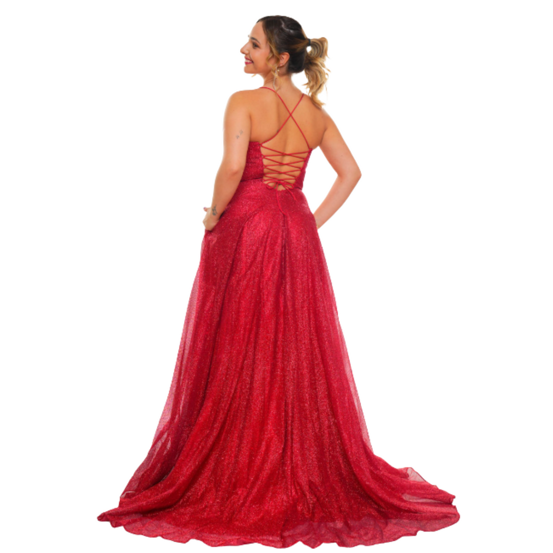 Emma Clara - Vestido Largo Con Corset Clara Rojo