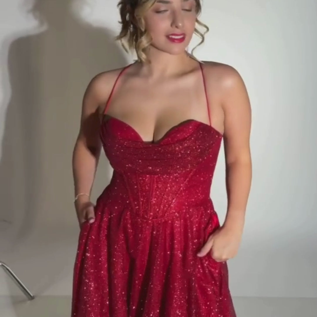 Emma Clara - Vestido Largo Con Corset Clara Rojo