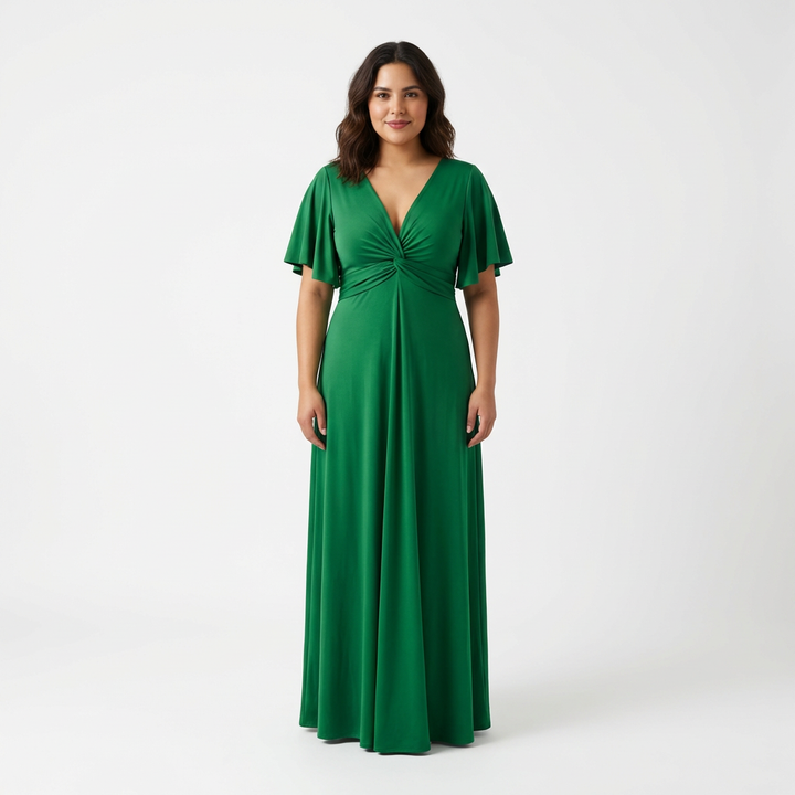 Emma Clara - Vestido de Fiesta con Manga Murciélago Gabriela Verde