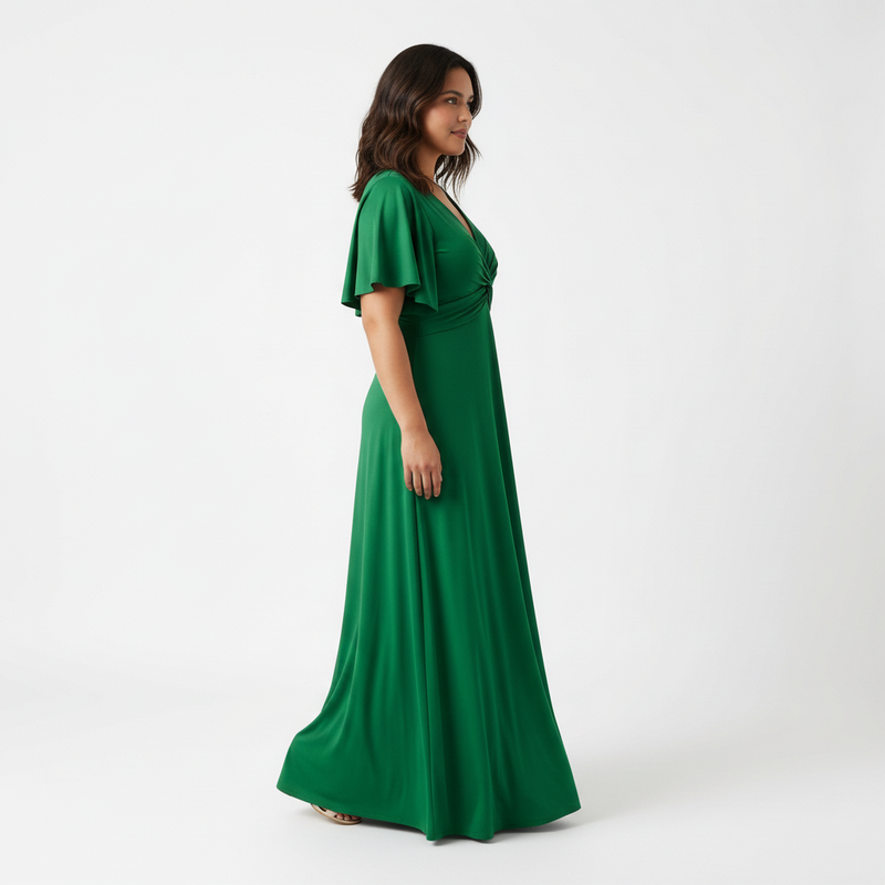 Emma Clara - Vestido de Fiesta con Manga Murciélago Gabriela Verde