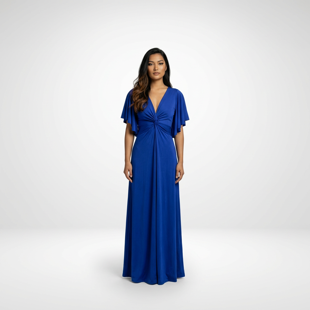 Emma Clara - Vestido de Fiesta con Manga Murciélago Gabriela Azul Royal