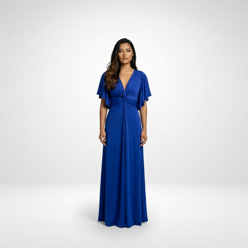 Emma Clara - Vestido de Fiesta con Manga Murciélago Gabriela Azul Royal