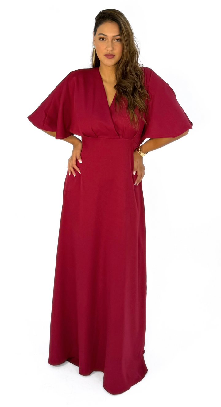 Emma Clara - Vestido Espalda Descubierta Josefa Borgoña