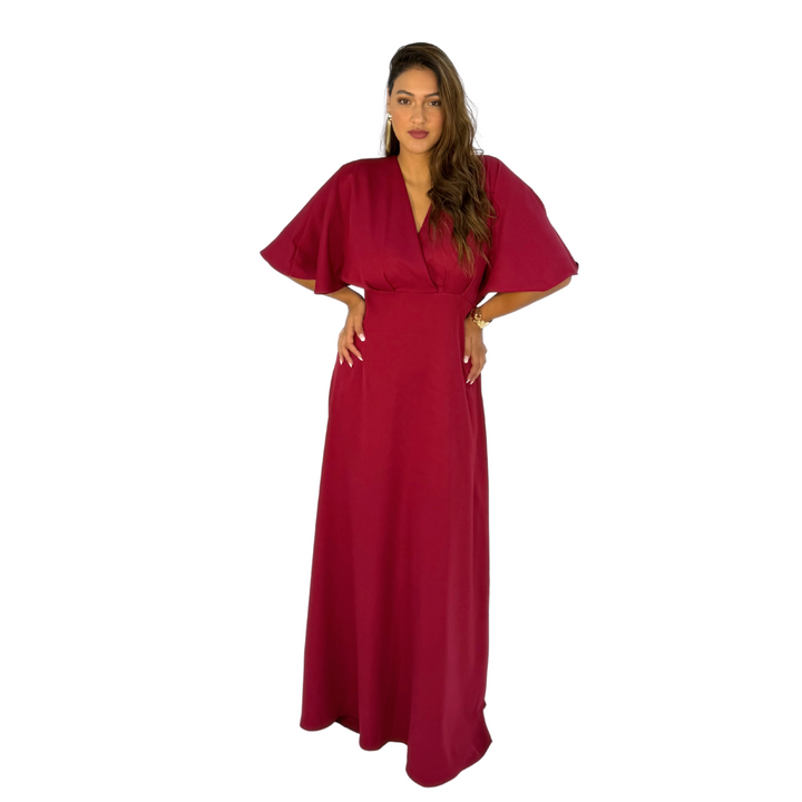 Emma Clara - Vestido Largo Manga Amplia Josefa Borgoña