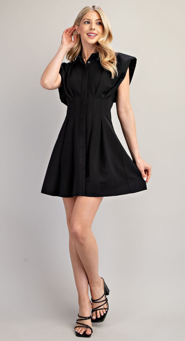 Emma Clara - Vestido Corto Manga Voluminosa Andrea Negro