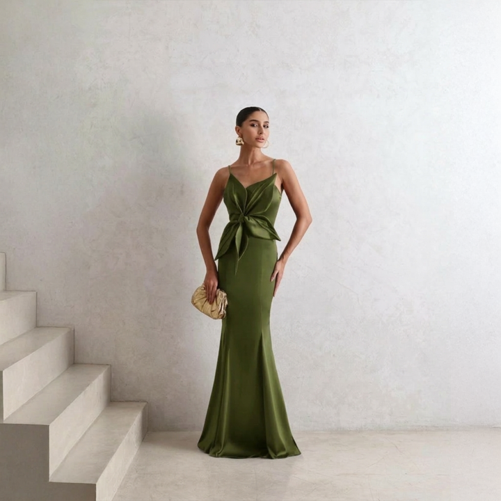 Emma Clara - Vestido de Fiesta Estilo Sirena Agata Verde Olivo