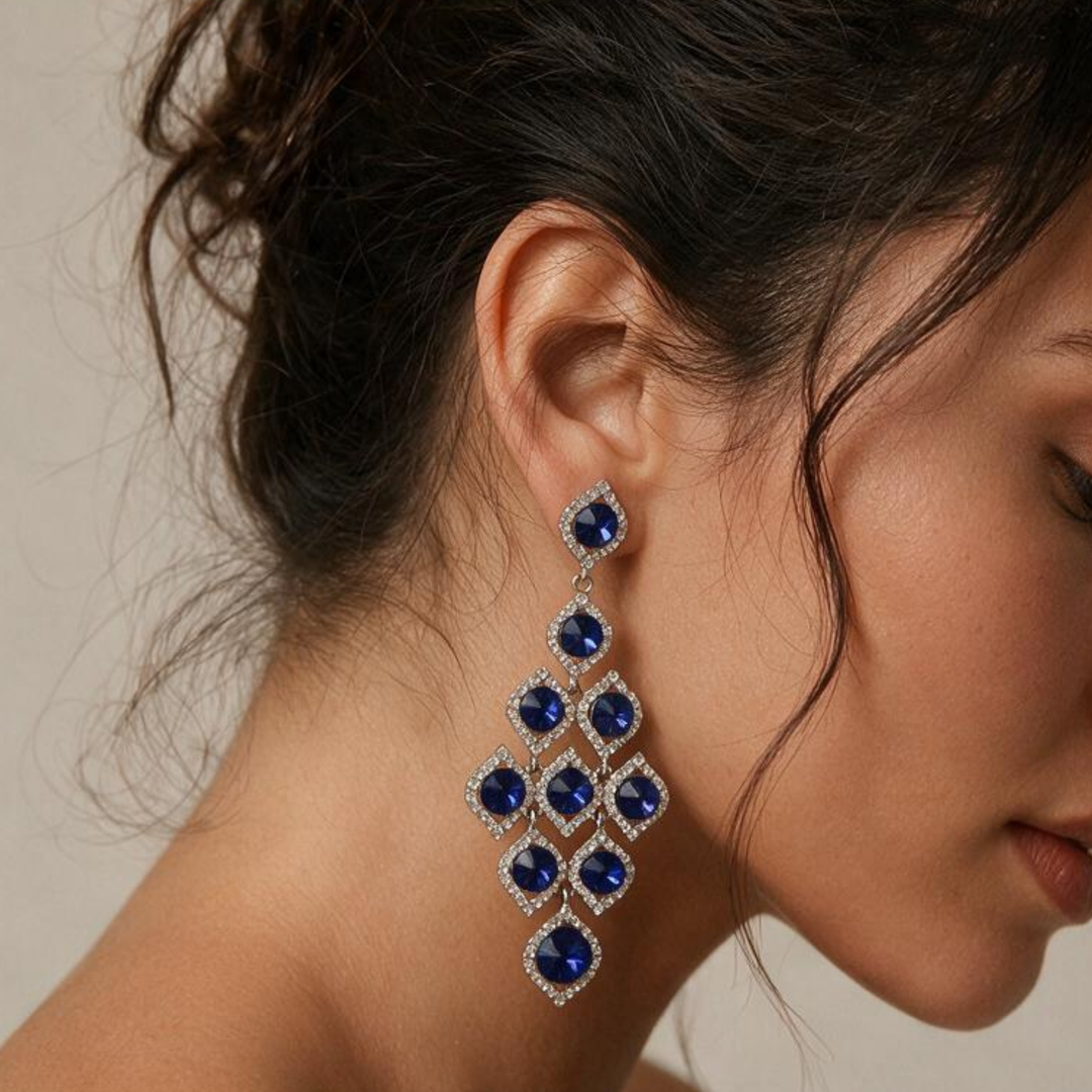Emma Clara - Aros de Fiesta Colgantes Azul Royal