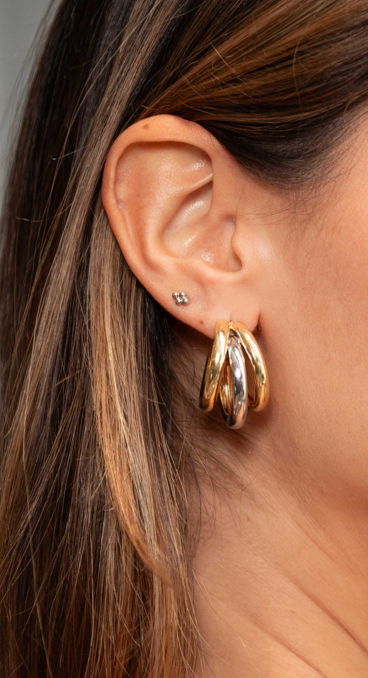 EMMA CLARA - ARGOLLAS DISEÑO TRIPLE EN FANTASÍA DORADO
