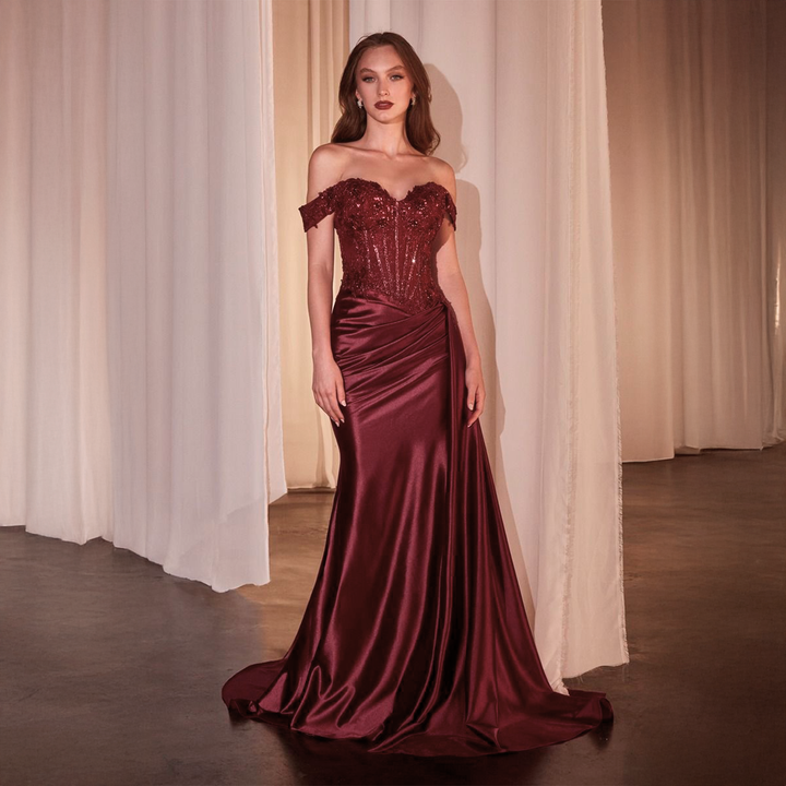 Emma Clara - Vestido de fiesta Corset pedrería Luciana Borgoña