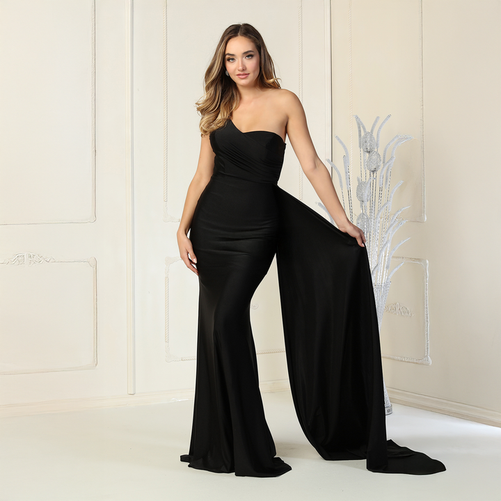 Emma Clara - Vestido De Fiesta Asimétrico Jersey EC0142 Negro