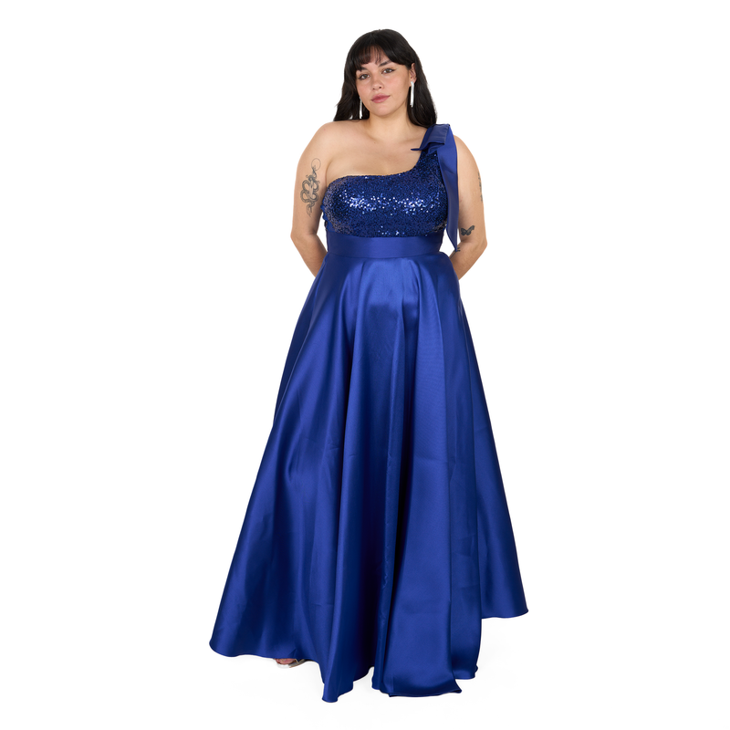 Emma Clara - Vestido Largo de Fiesta Asimétrico Isis Azul Royal