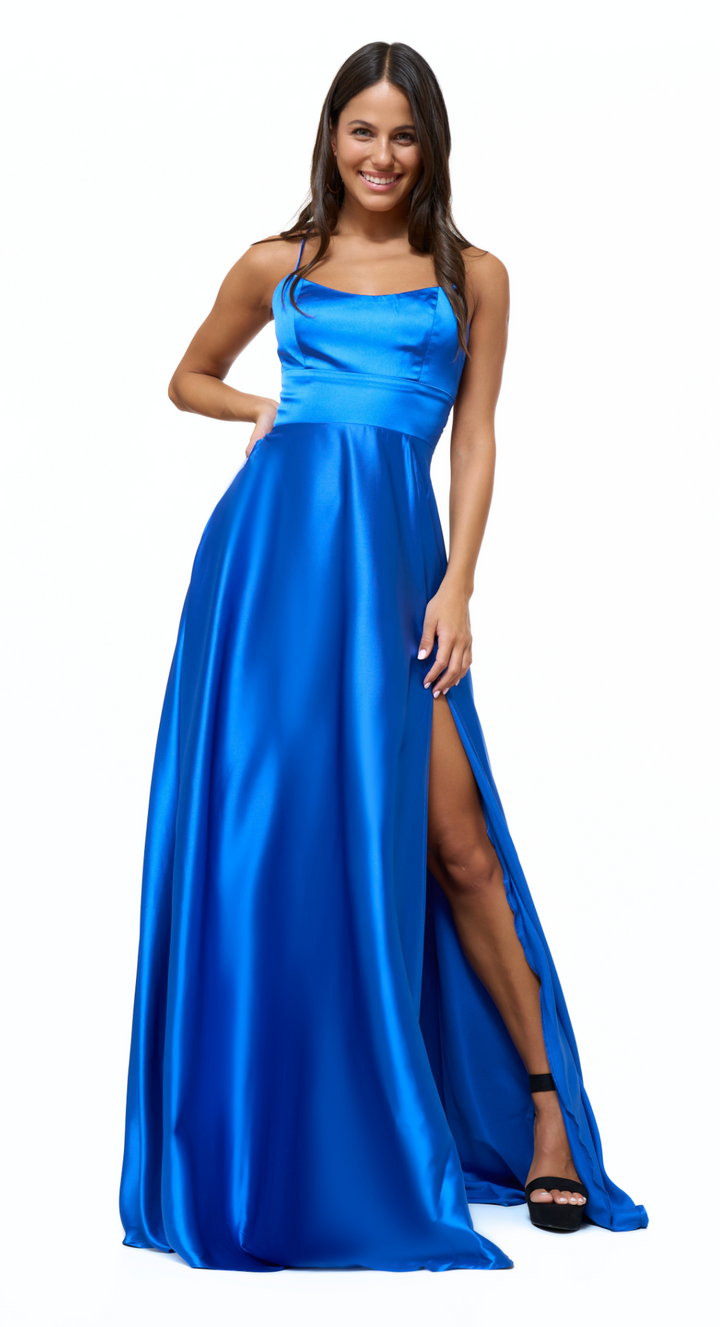 Emma Clara- Vestido línea A Melissa Azul Royal