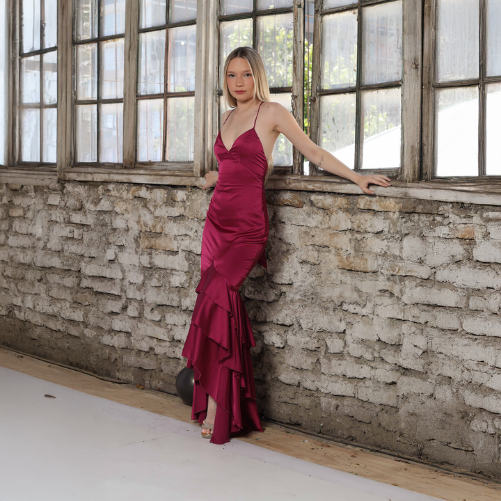 Emma Clara - Vestido de Fiesta Espalda Corset Isi Magenta