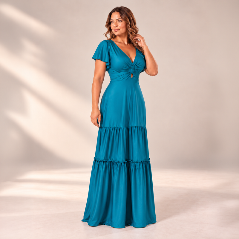 Emma Clara - Vestido de Fiesta tipo A Renata Turquesa
