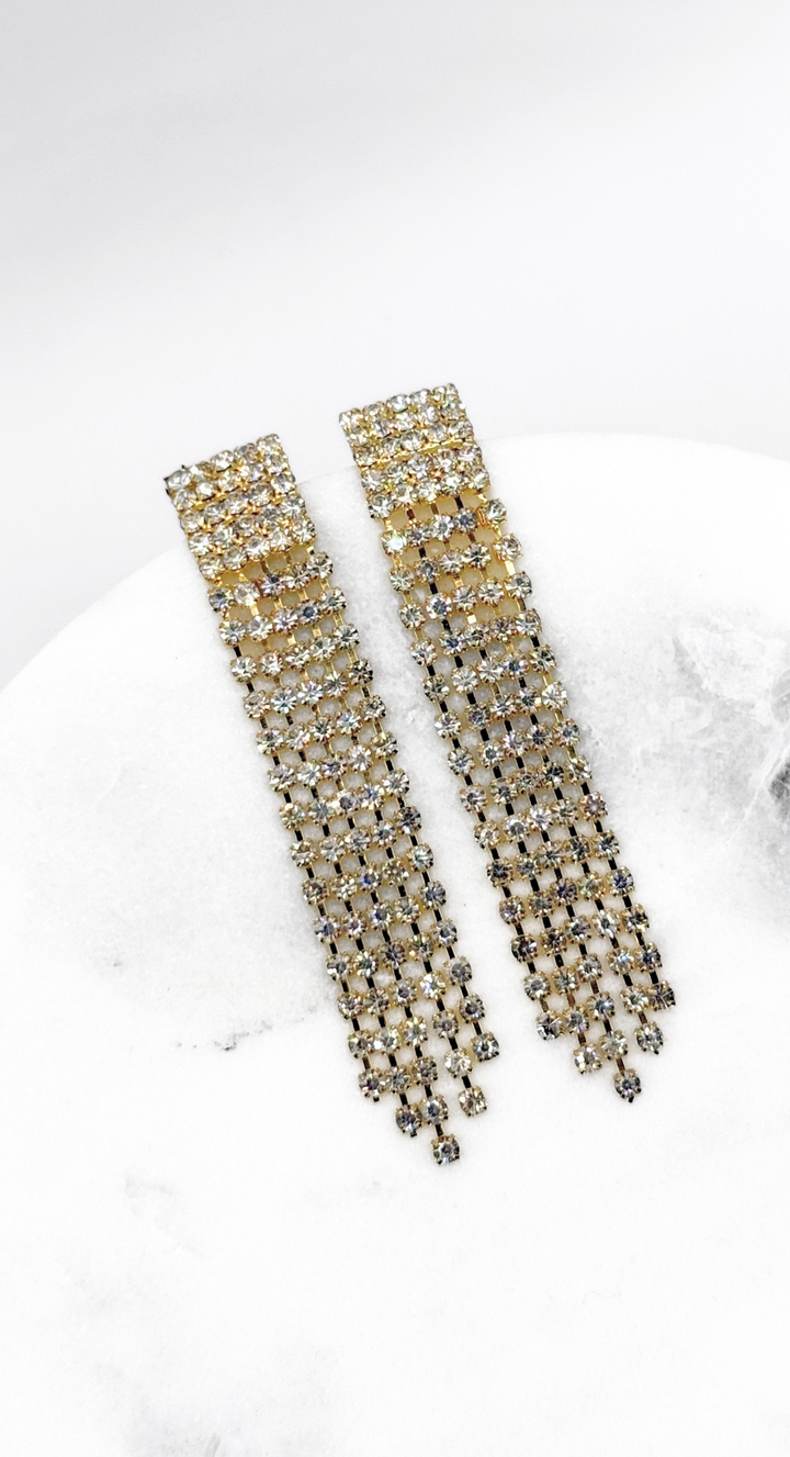 EMMA CLARA - AROS DE FIESTA EN FANTASÍA COLGANTES STRASS DORADOS