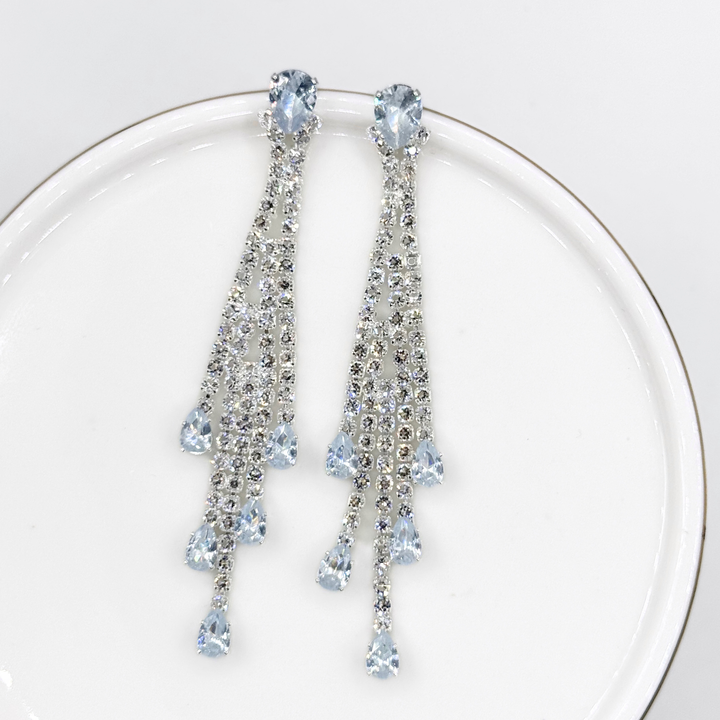 Emma Clara - Aros de fiesta Strass diseño Gota Plateado