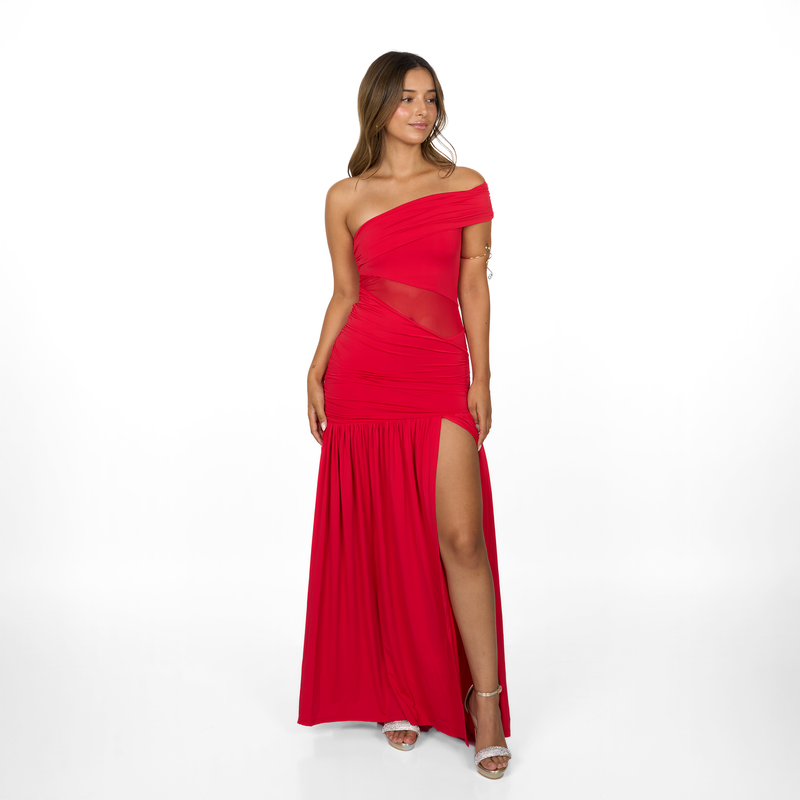 Emma Clara - Vestido largo rojo con escote off shoulder Mika