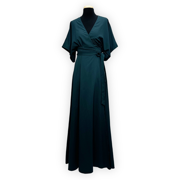 Emma Clara - Vestido Envolvente Manga Murciélago EC0258 Verde Esmeralda