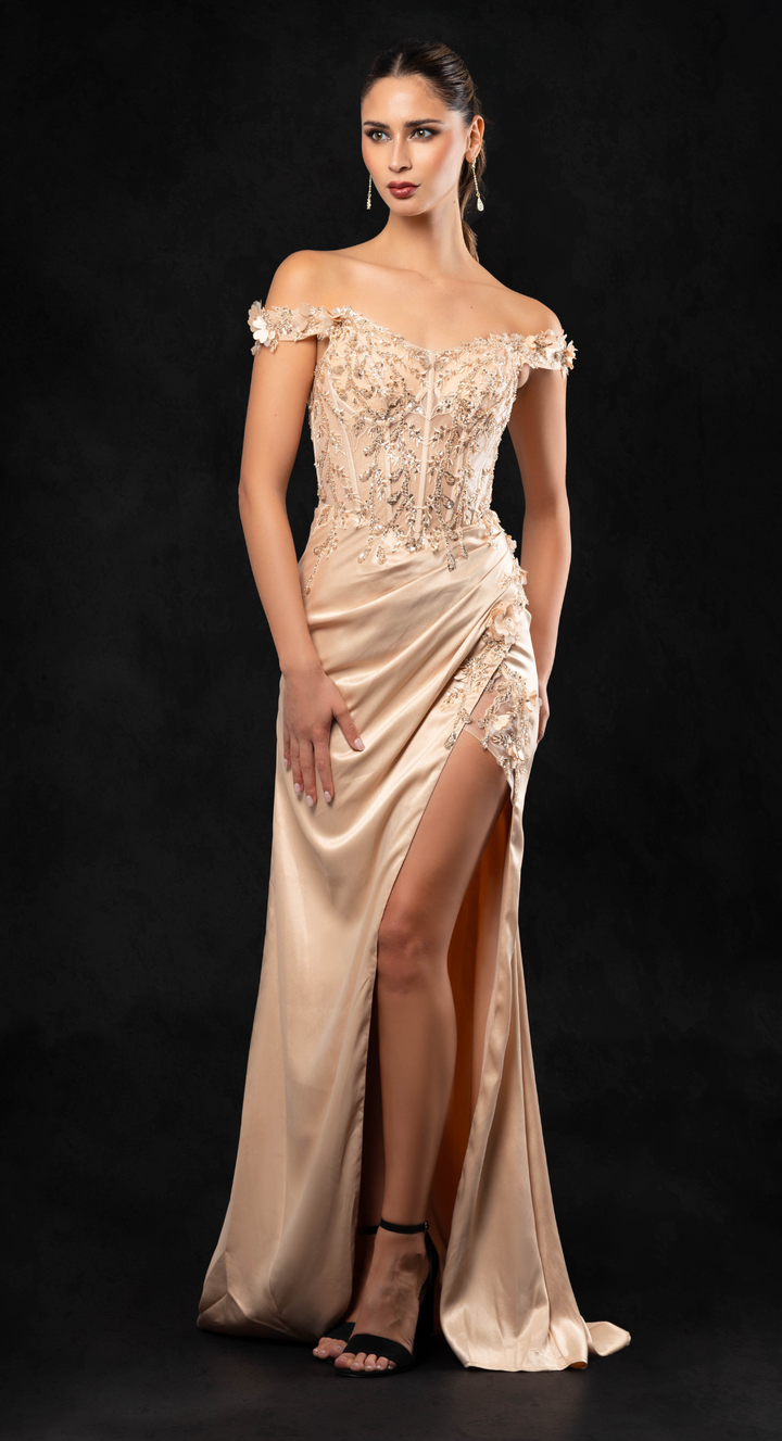 Emma Clara - Vestido de fiesta estilo corset Martina Champagne