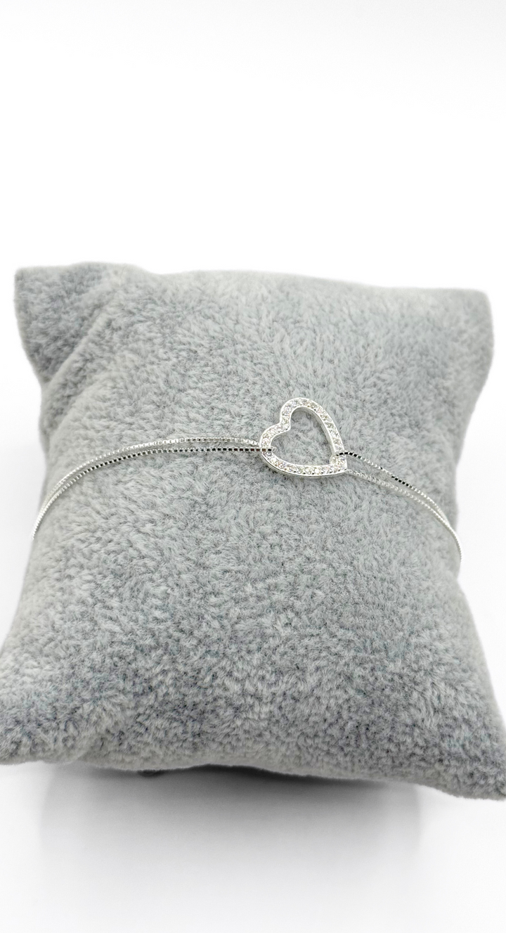 EMMA CLARA - PULSERA FINA CORAZÓN CIRCONES ENCHAPADO PLATA 925