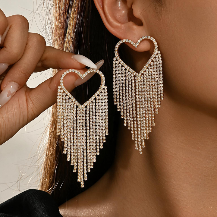 Emma Clara - Aros de Fiesta Corazón Strass Dorado