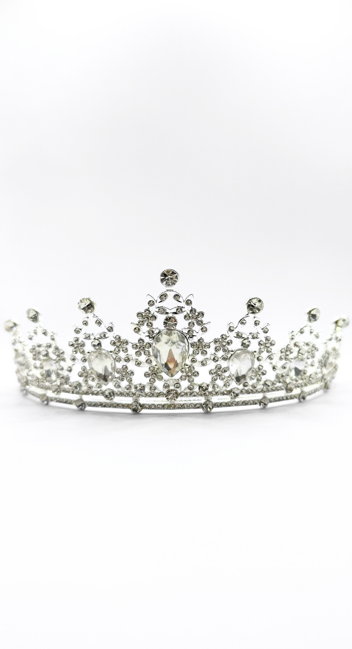 EMMA CLARA - CORONA ELEGANTE DE FIESTA Y NOVIA PLATEADA