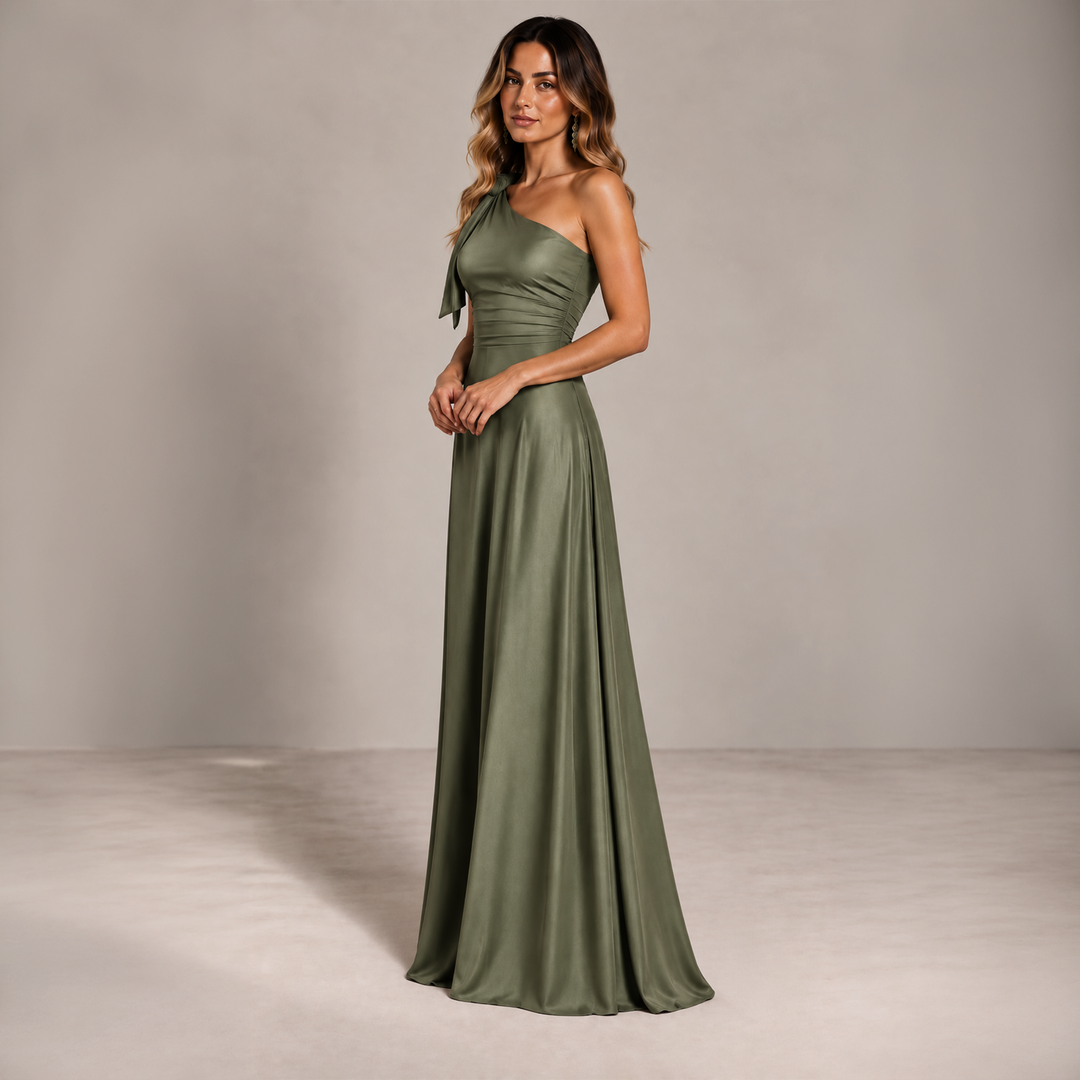 Emma Clara - Vestido de Fiesta Asimétrico Rafa Verde Olivo