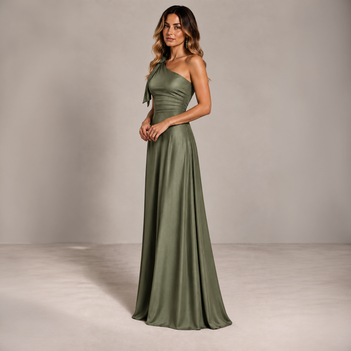 Emma Clara - Vestido de Fiesta Asimétrico Rafa Verde Olivo
