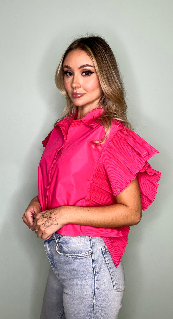 EMMA CLARA - BLUSA ELEGANTE ACABADO DRAPEADO FUCSIA