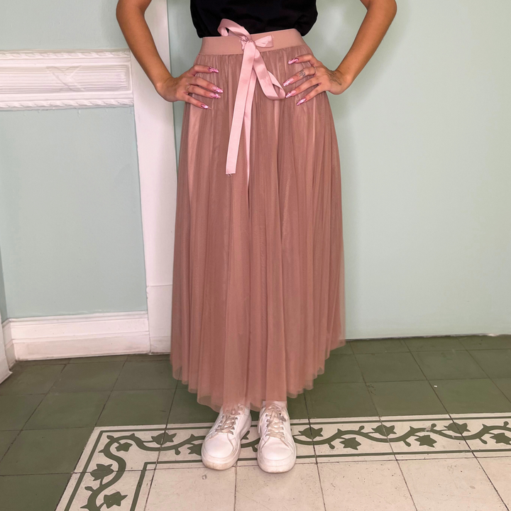 Emma Clara - Falda Midi Tul Rosa