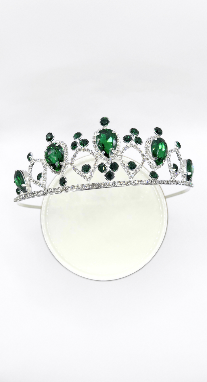 EMMA CLARA - CORONA ELEGANTE DE FIESTA Y NOVIA VERDE ESMERALDA