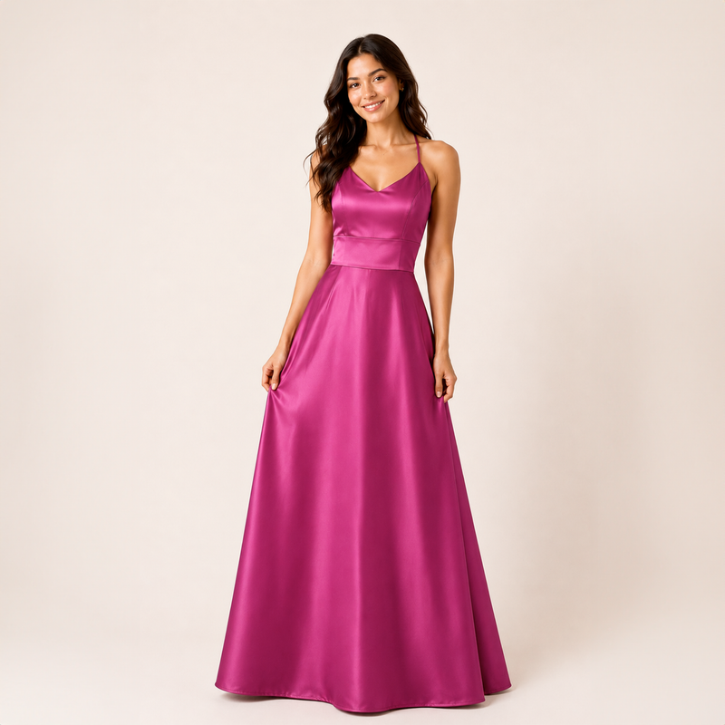 Emma Clara - Vestido de fiesta Tipo A Ajustable Melissa Fucsia