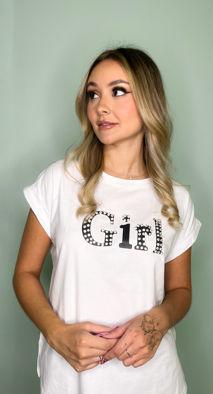 Emma Clara - Polera Girl Strass Blanco