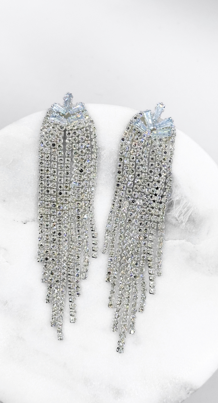 EMMA CLARA - AROS DE FIESTA EN FANTASÍA COLGANTE STRASS PLATEADO
