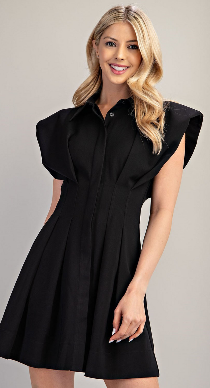 Emma Clara - Vestido Corto Manga Voluminosa Andrea Negro