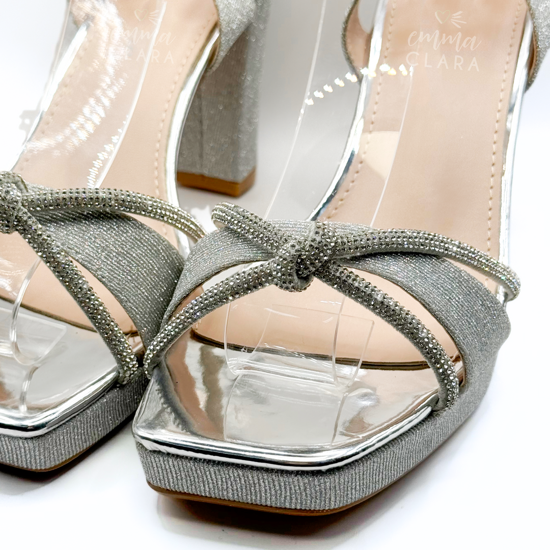 Emma Clara - Zapato de Fiesta Diseño en Strass Abril Plateado