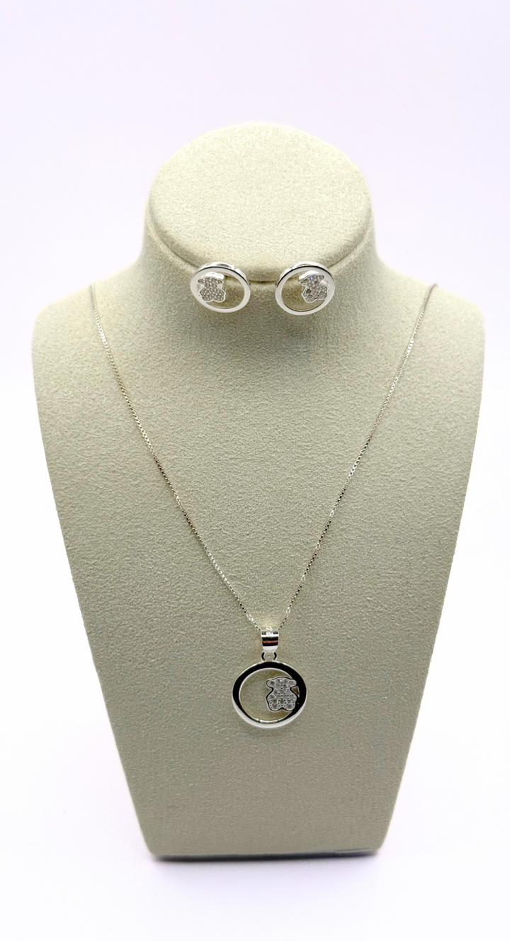 EMMA CLARA - CONJUNTO DISEÑO OSITO PLATA 925