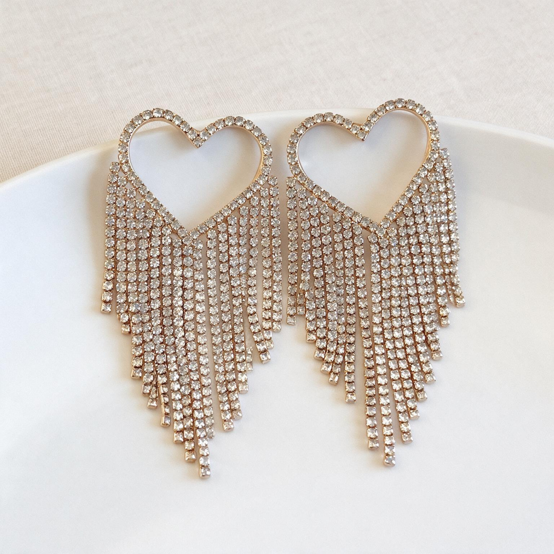 Emma Clara - Aros de Fiesta Corazón Strass Dorado