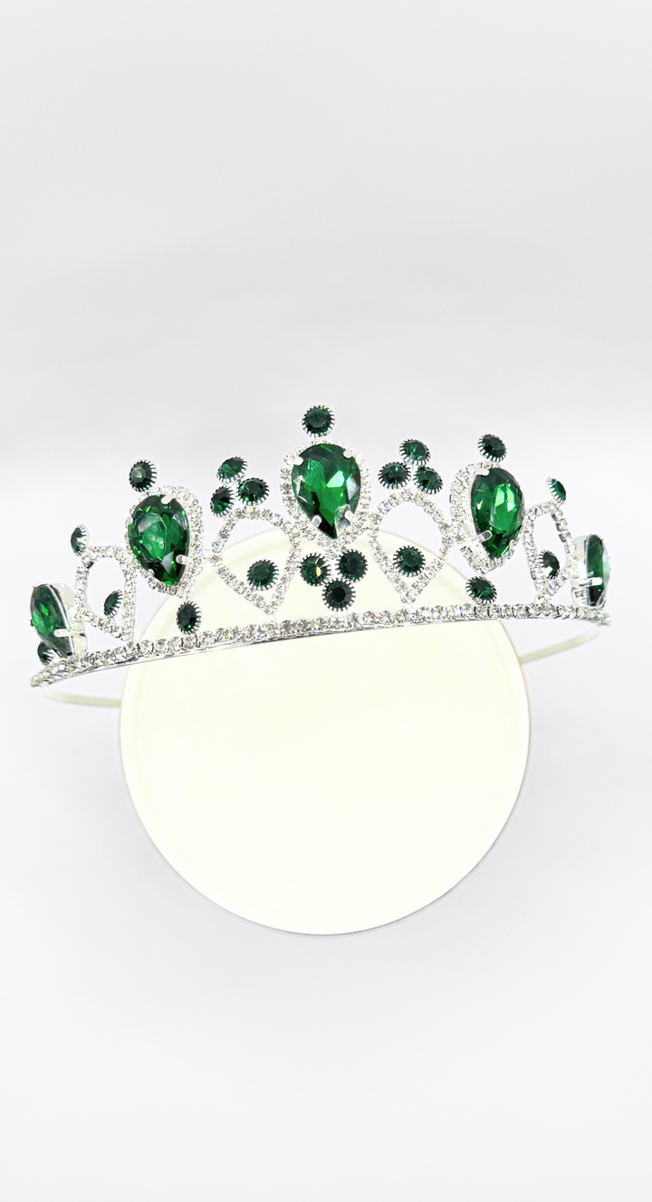 EMMA CLARA - CORONA ELEGANTE DE FIESTA Y NOVIA VERDE ESMERALDA