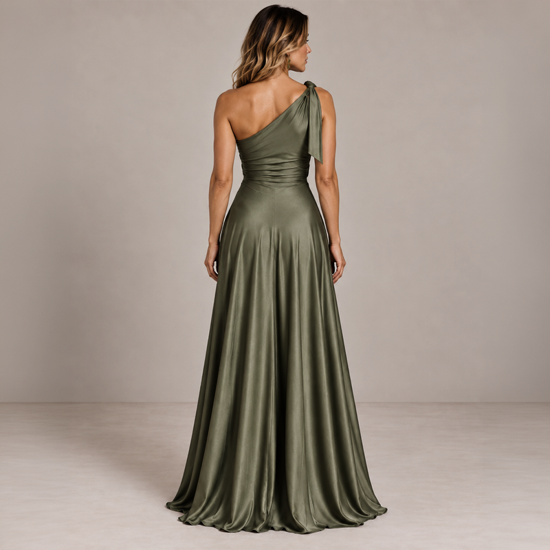 Emma Clara - Vestido de Fiesta Asimétrico Rafa Verde Olivo