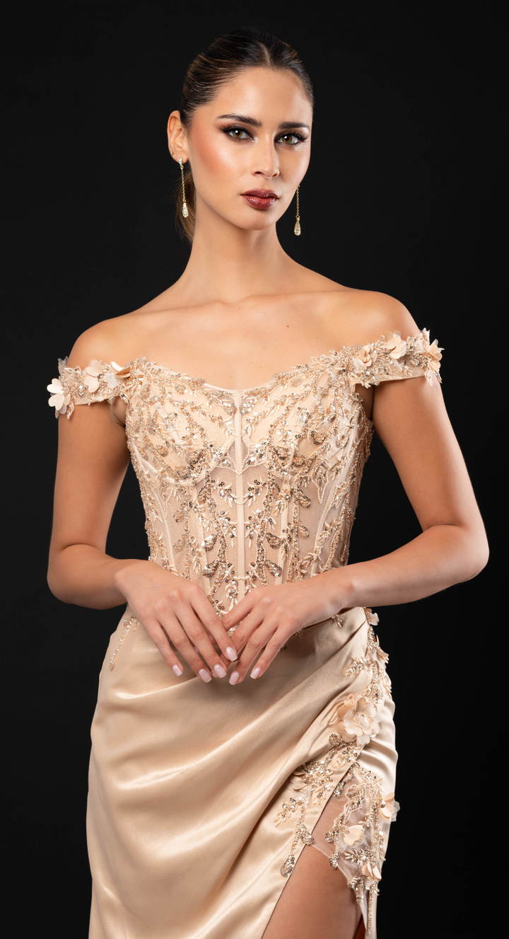 Emma Clara - Vestido de fiesta estilo corset Martina Champagne