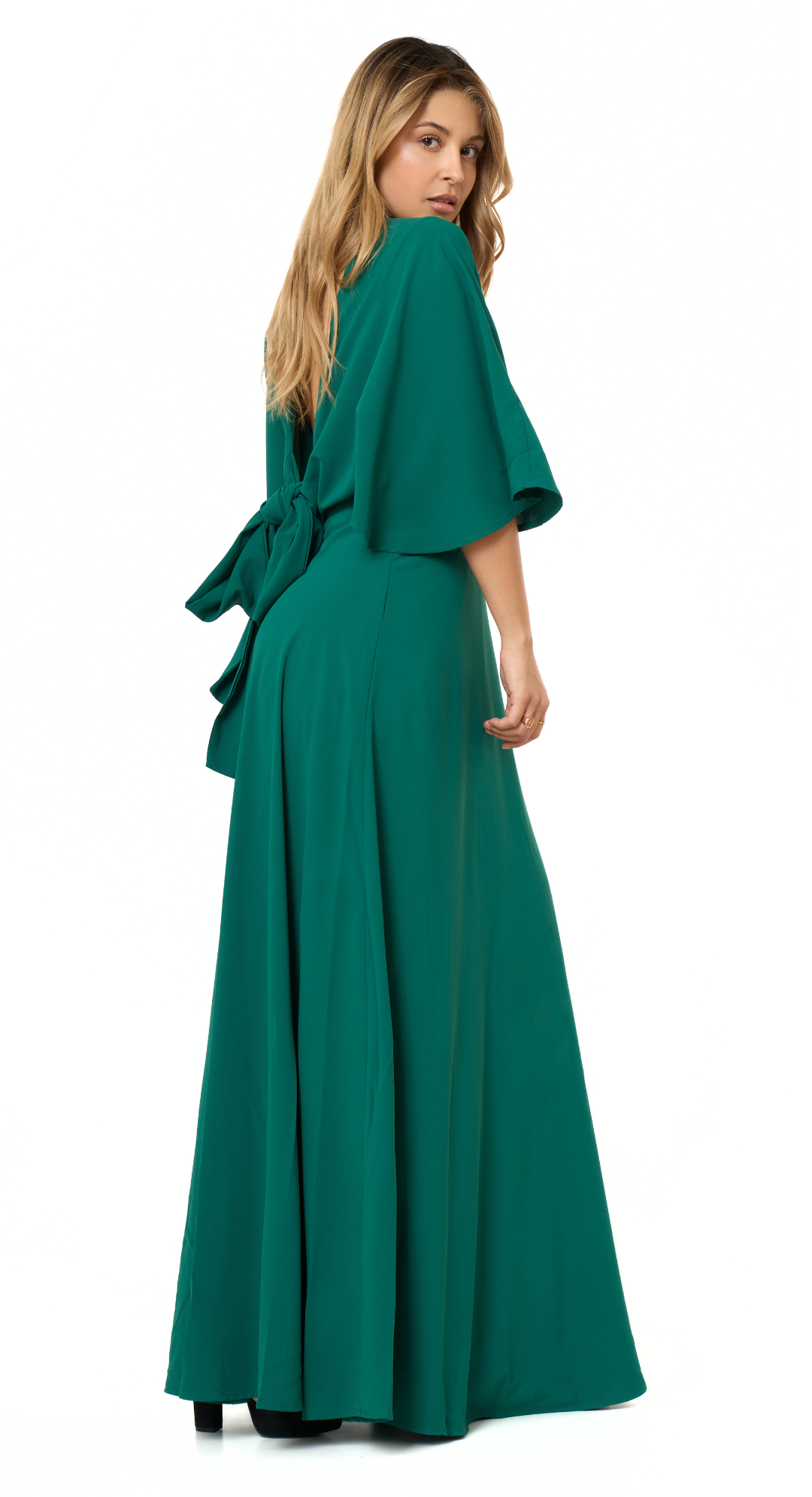 Emma Clara- Vestido espalda descubierta Josefa Verde Esmeralda