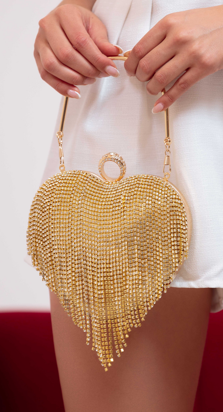 Emma Clara - Cartera de fiesta Corazón con Strass Dorado