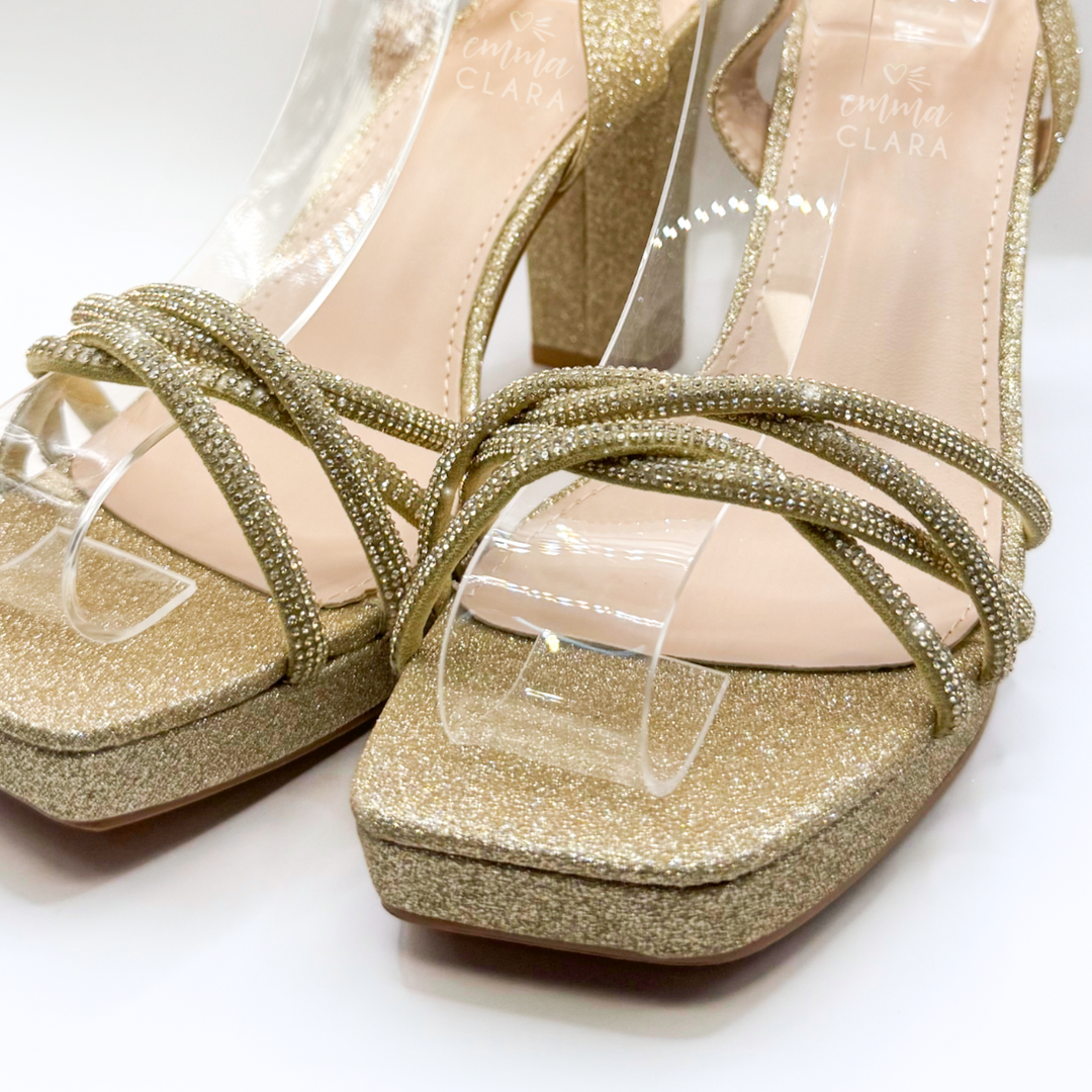 Emma Clara - Zapato de Fiesta Diseño en Strass Ada Dorado