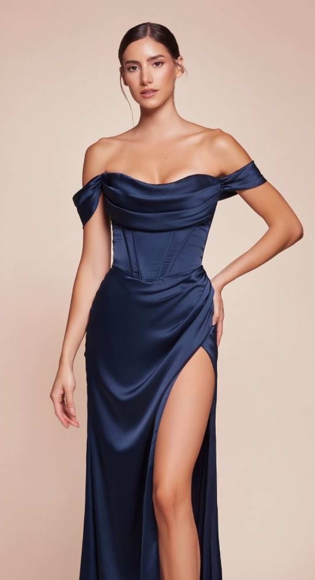 Emma Clara - Vestido largo ajustado Amaya Azul Navy