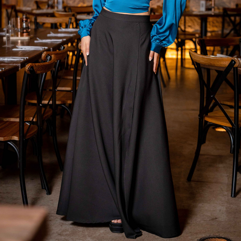 Emma Clara - Maxi Falda con Abertura Gael Negra