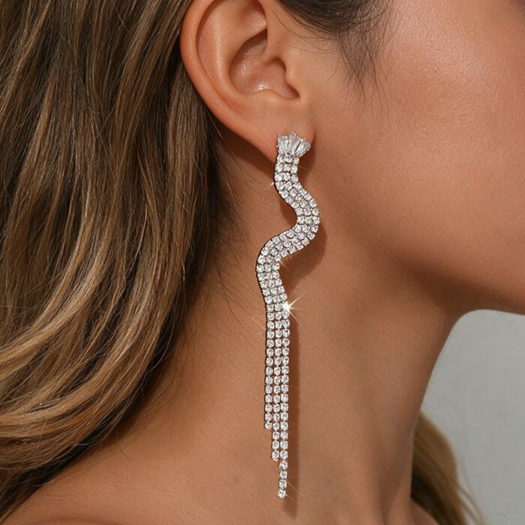 Emma Clara - Aros de Fiesta Strass Largos Plateado