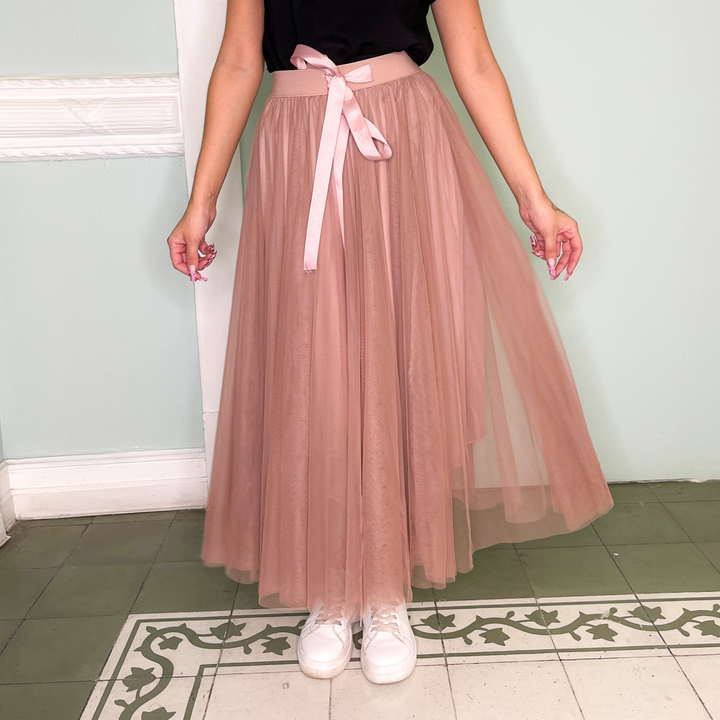 Emma Clara - Falda Midi Tul Rosa