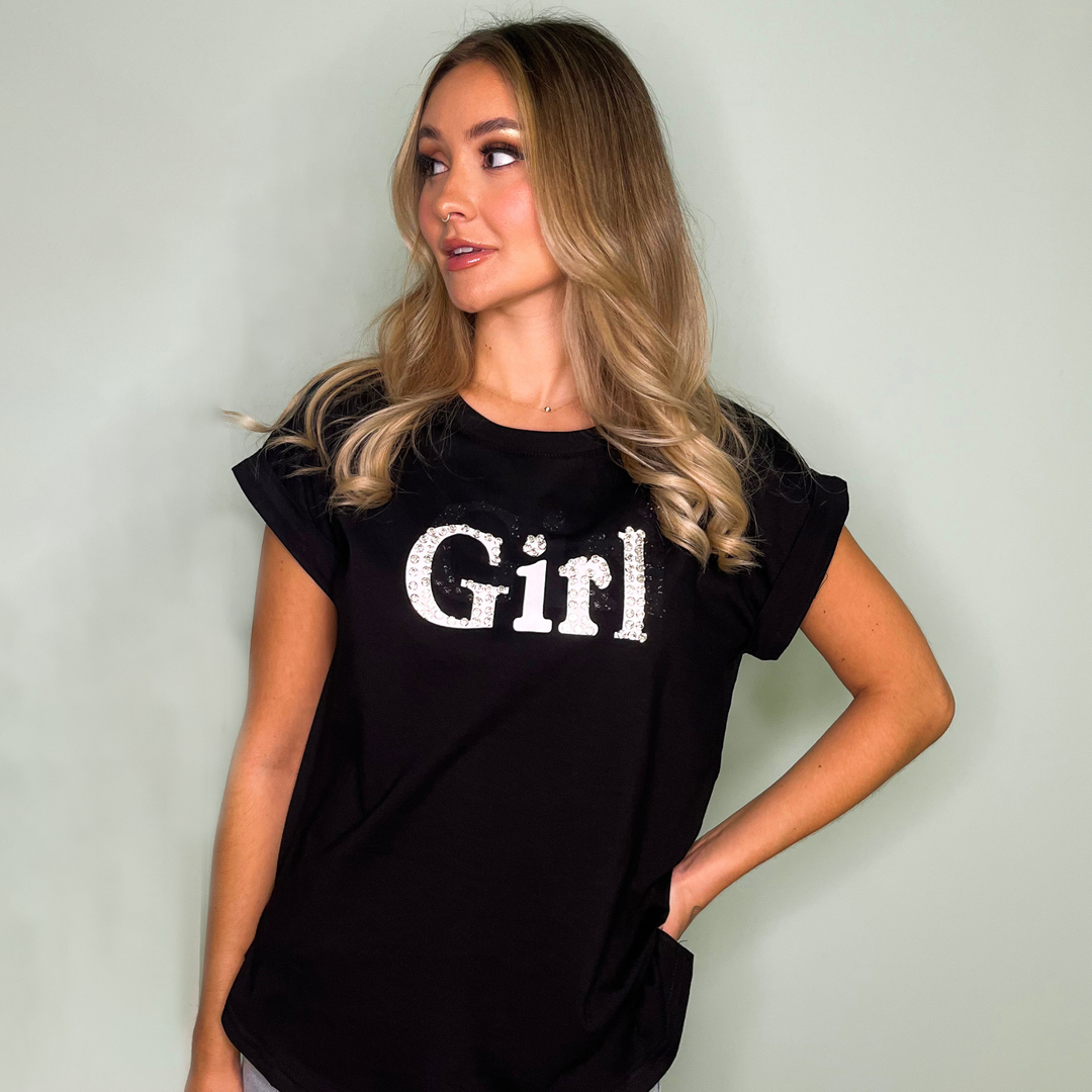 Emma Clara - Polera Diseño en Strass Negro