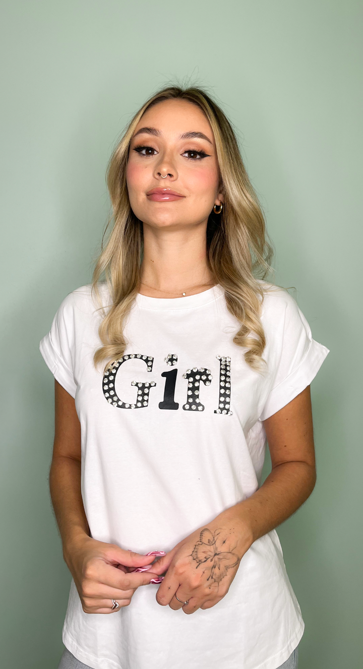 Emma Clara - Polera Girl Strass Blanco